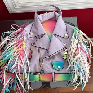 Colorful Fringe Leather Jacket